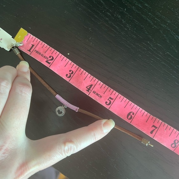 NWT Peyote Bird Silver Charm Brown and Pink Leather Bracelet with Heart Charm - Picture 10 of 11